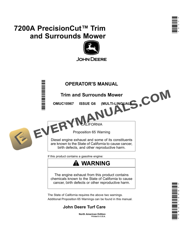 John Deere 7200A PrecisionCut Trim and Surrounds Mower Operator Manual OMUC10967 1