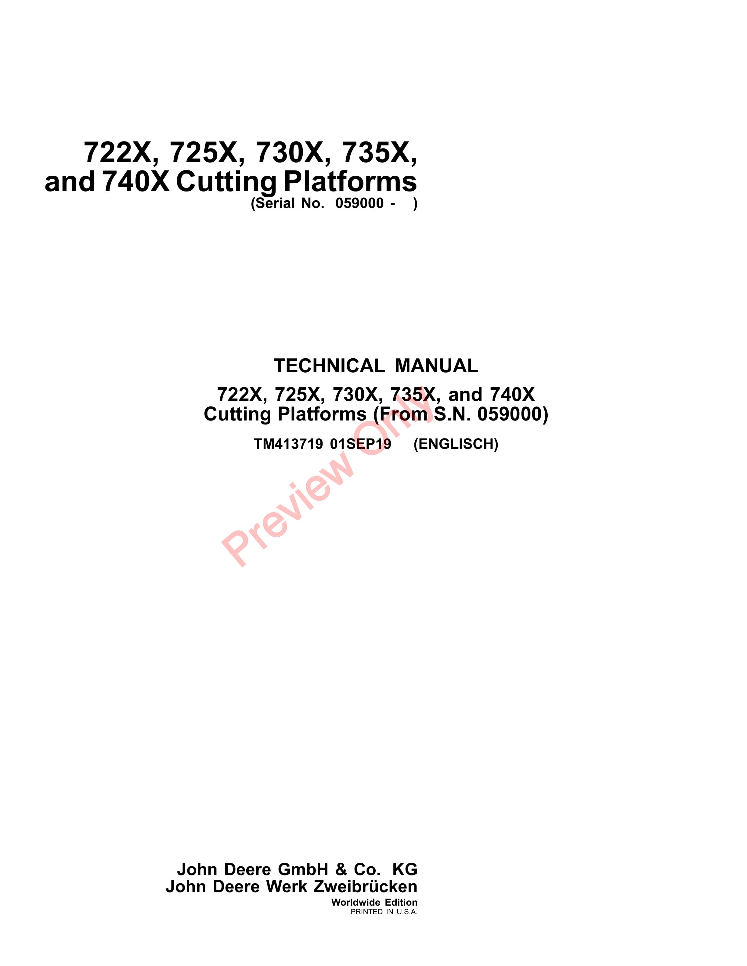 John Deere 722X 725X 730X 735X and 740X Cutting Platforms Technical Manual TM413719 01SEP19 1