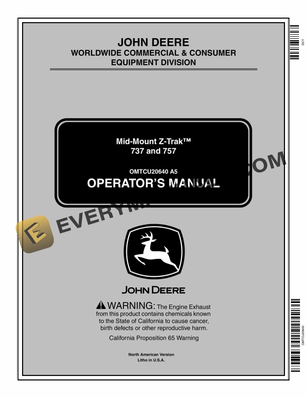 John Deere 737 and 757 Mid Mount Z Trak Operator Manual OMTCU20640 1