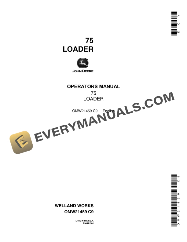 John Deere 75 Loaders Operator Manual OMW21459