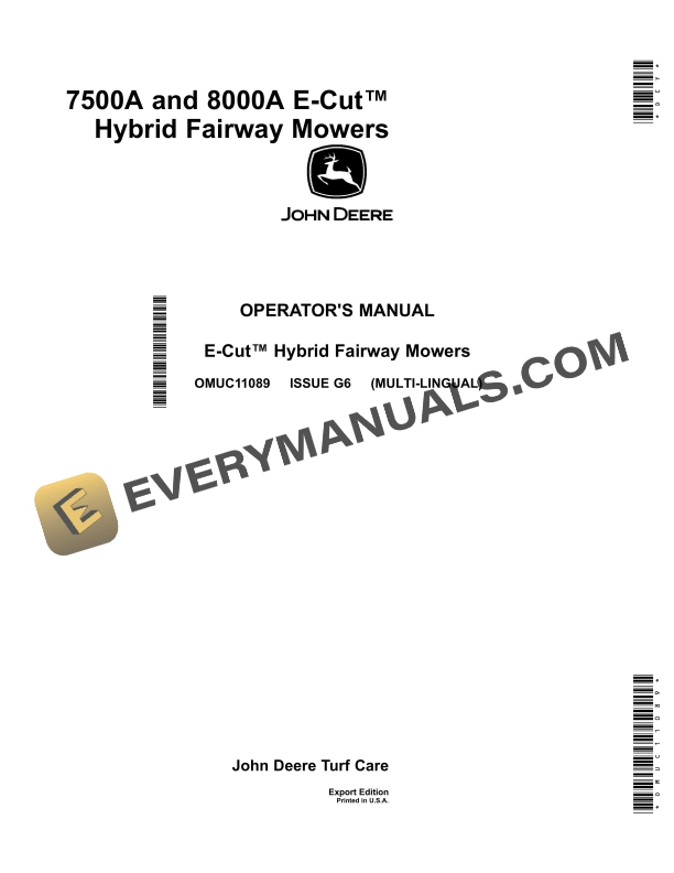 John Deere 7500A and 8000A E Cut Hybrid Fairway Mowers Operator Manual OMUC11089 1