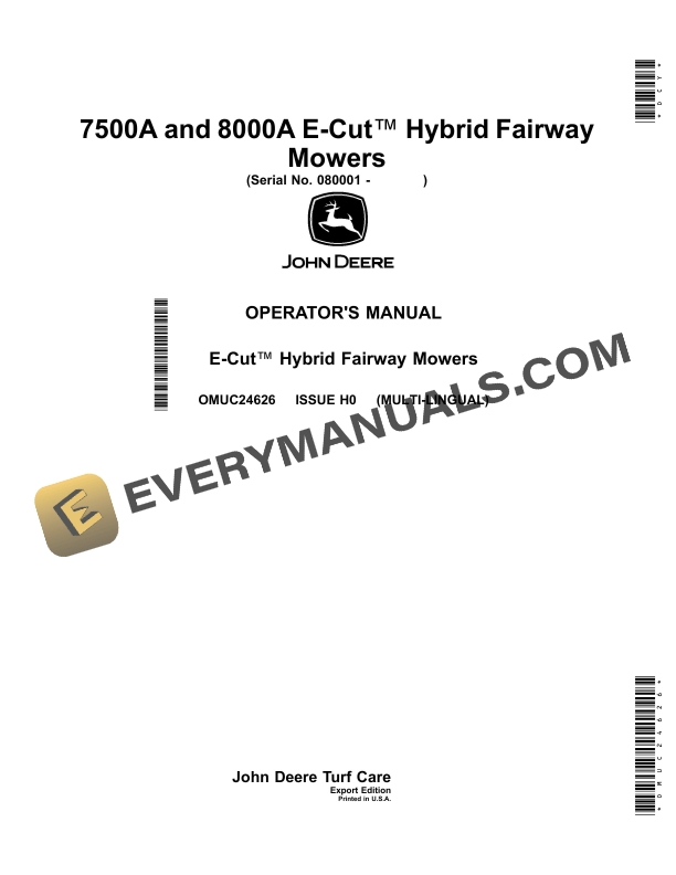 John Deere 7500A and 8000A E Cut Hybrid Fairway Mowers Operator Manual OMUC24626 1