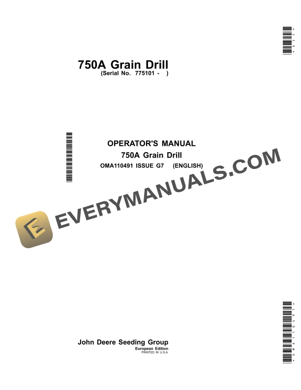 John Deere 750A Grain Drill Operator Manual OMA110491