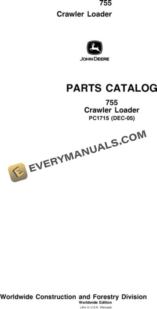John Deere 755A Crawler Parts Catalog PC1715