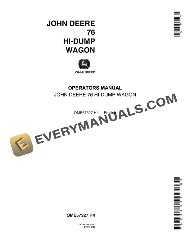 John Deere 76 HI DUMP WAGON Operator Manual OME57327 1