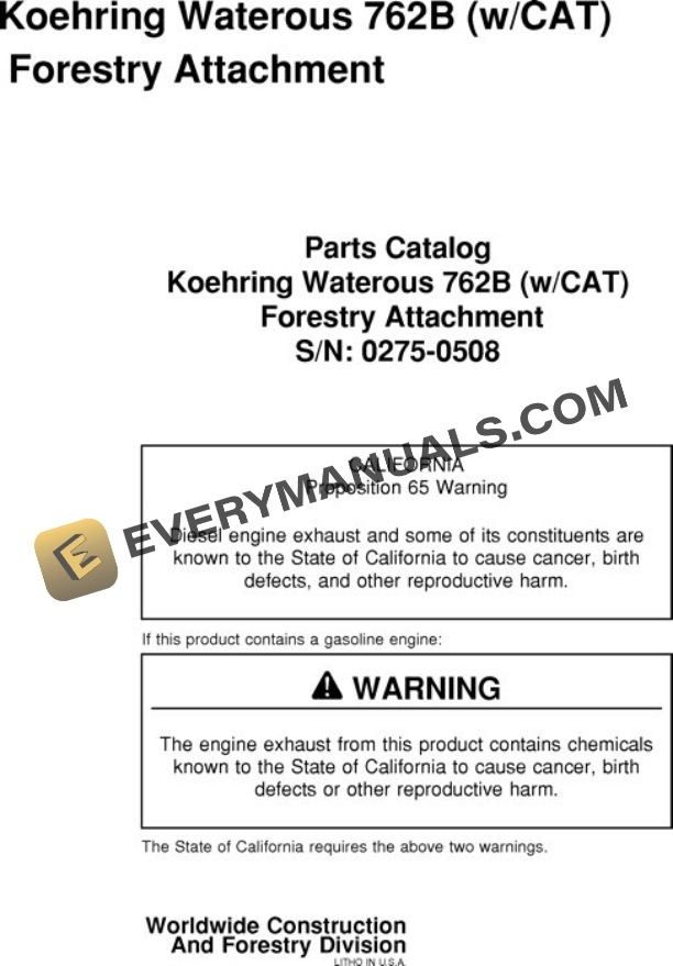 John Deere 762B Harvesting Head Parts Catalog WCF277591