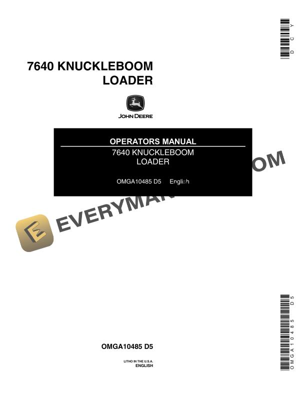 John Deere 7640 Knuckleboom Loaders Operator Manual OMGA10485 2 John Deere 7640 KNUCKLEBOOM LOADERS Operator Manual OMGA10485 1