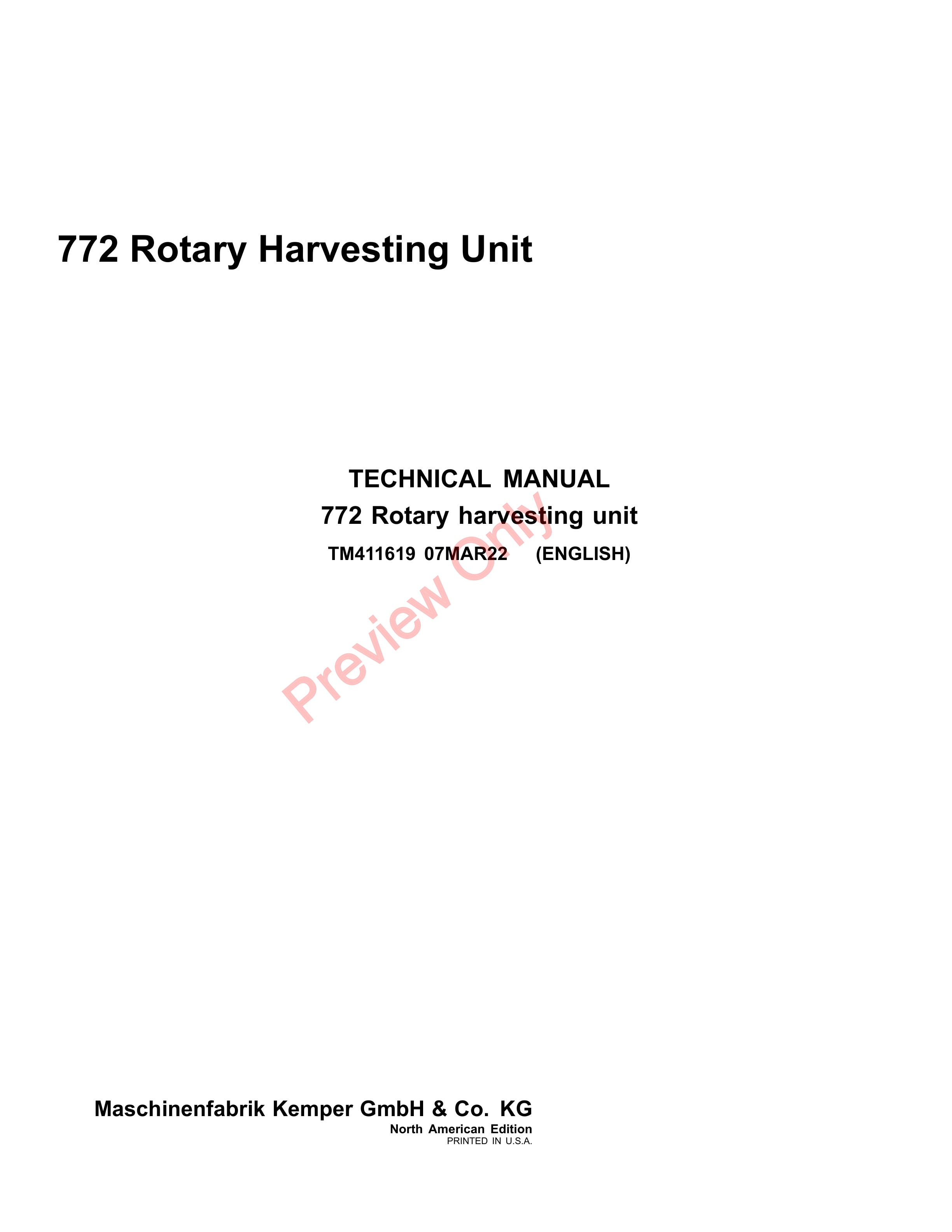 John Deere 772 Rotary Harvesting Unit North America English Technical Manual TM411619 07MAR22 1