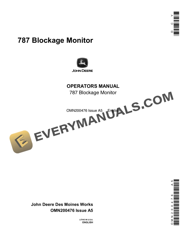 John Deere 787 Blockage Monitor Operator Manual OMN200476 1