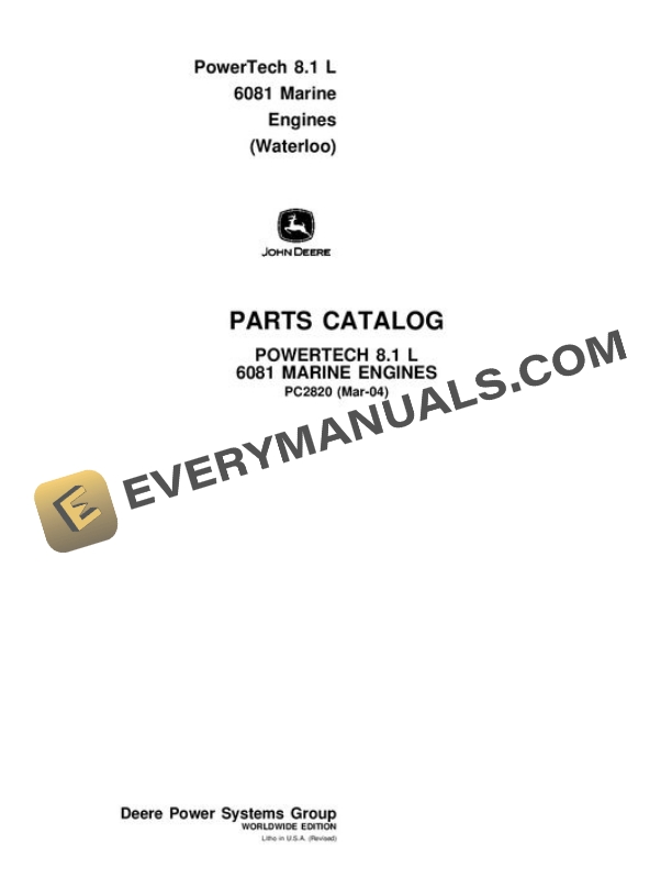 John Deere 8.1L 6081 Engine Parts Catalog PC2820