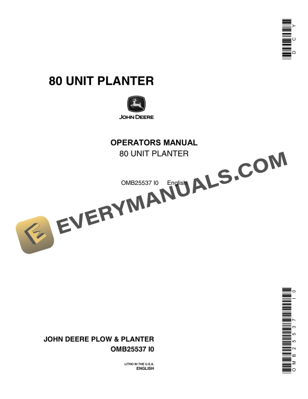 John Deere 80 UNIT PLANTER Operator Manual OMB25537 1