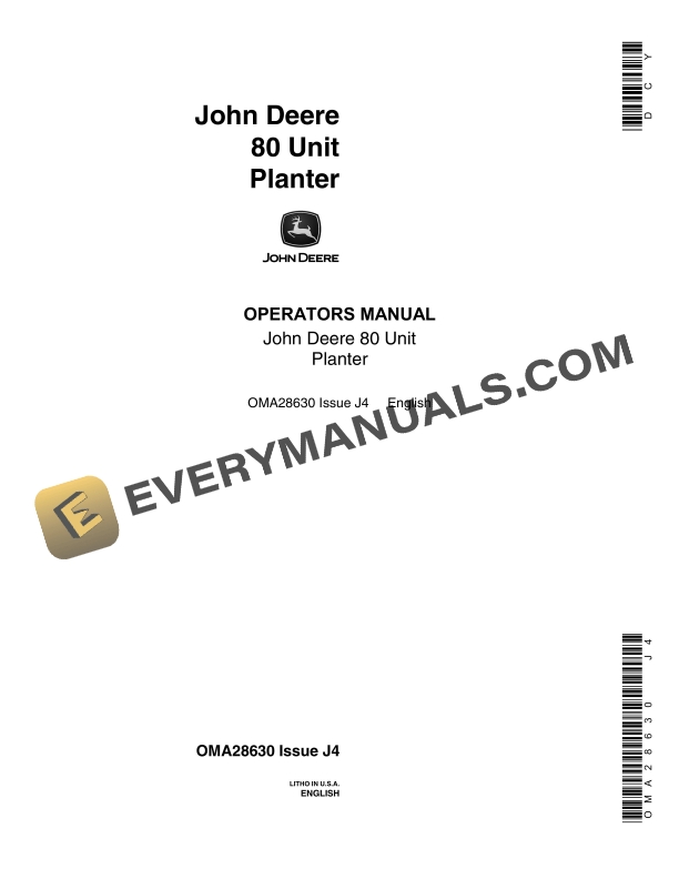 John Deere 80 Unit Planter Operator Manual OMA28630 1