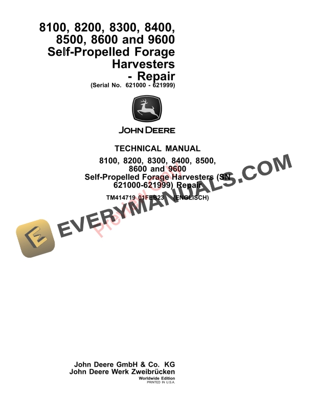 John Deere 8100 8200 8300 8400 8500 8600 and 9600 Self Technical Manual TM414719 01FEB23 1
