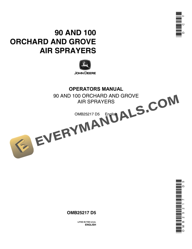 John Deere 90 and 100 Orchard and Grove Air Sprayers Operator Manual OMB25217