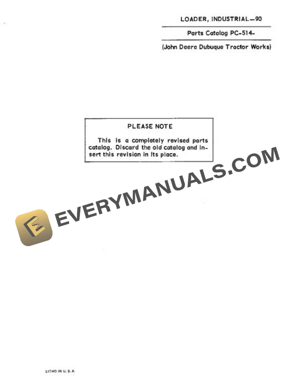 John Deere 90 Attachment Parts Catalog PC514 1 John Deere 90 Attachment Parts Catalog PC514