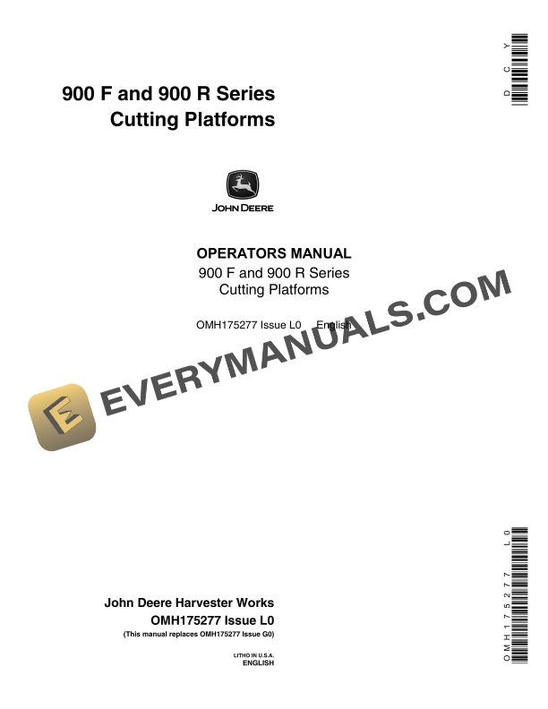 John Deere 900 F and 900 R Series Cutting Platform Operator Manual OMH175277 1
