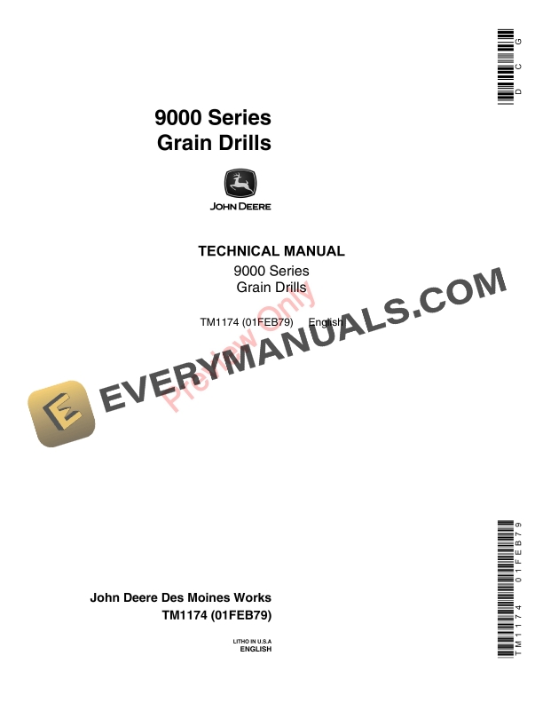 John Deere 9000 Series Grain Drills Technical Manual TM1174 01FEB79 PDF