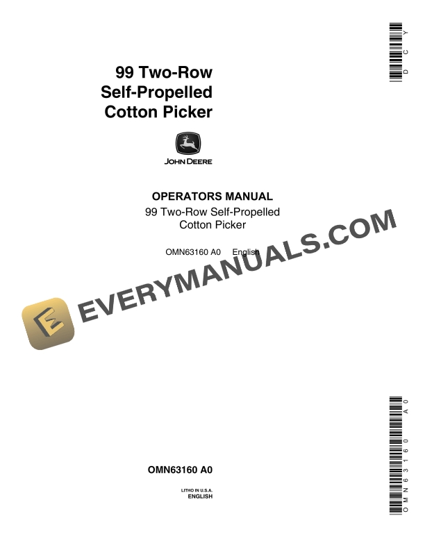 John Deere 99 Two-Row Self-Propelled Cotton Picker Operator Manual OMN63160