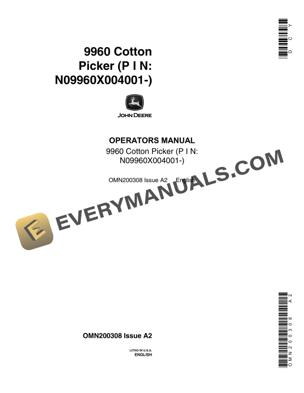 John Deere 9960 Cotton Picker Operator Manual OMN200308