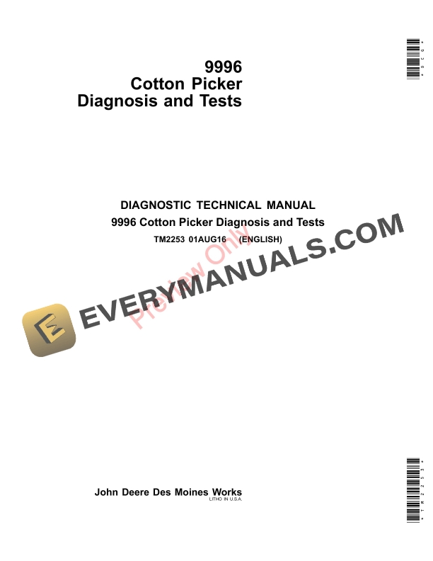 John Deere 9996 Cotton Pickers Diagnostic Technical Manual TM2253 01AUG16