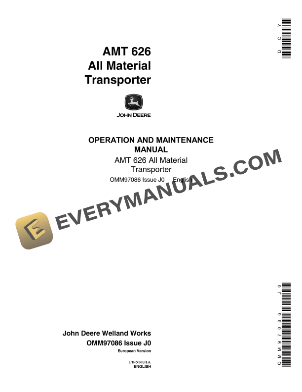 John Deere AMT 626 All Material Transporter Operator Manual OMM97086 1
