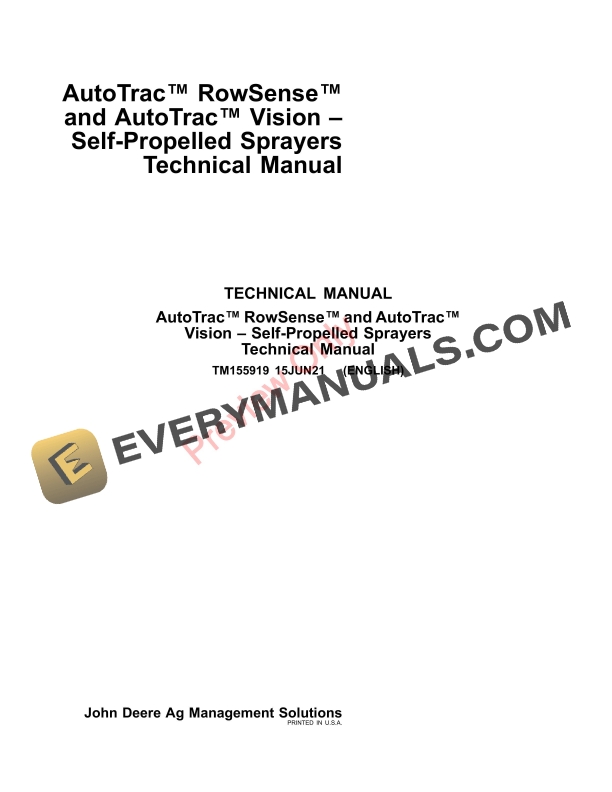 John Deere AutoTrac RowSense and AutoTrac Vision ? Self Technical Manual TM155919 15JUN21