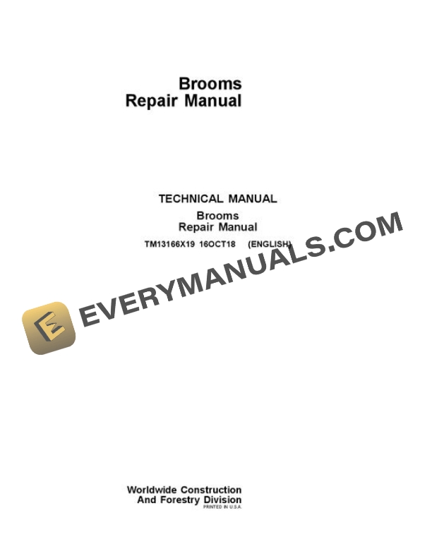 John Deere BA72 to BR84C Worksite Pro Attachment Repair Manual TM13166X19