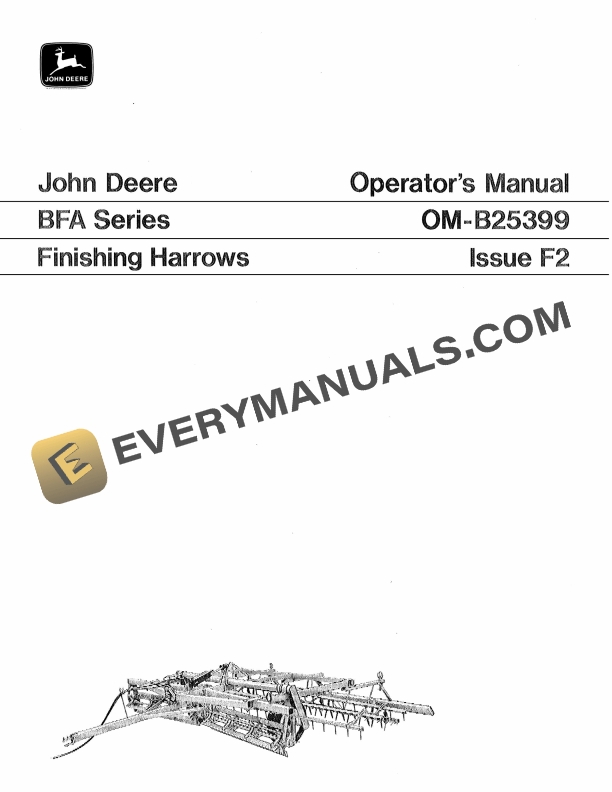 John Deere BFA Series Finishing Harrow Operator Manual OMB25399 1