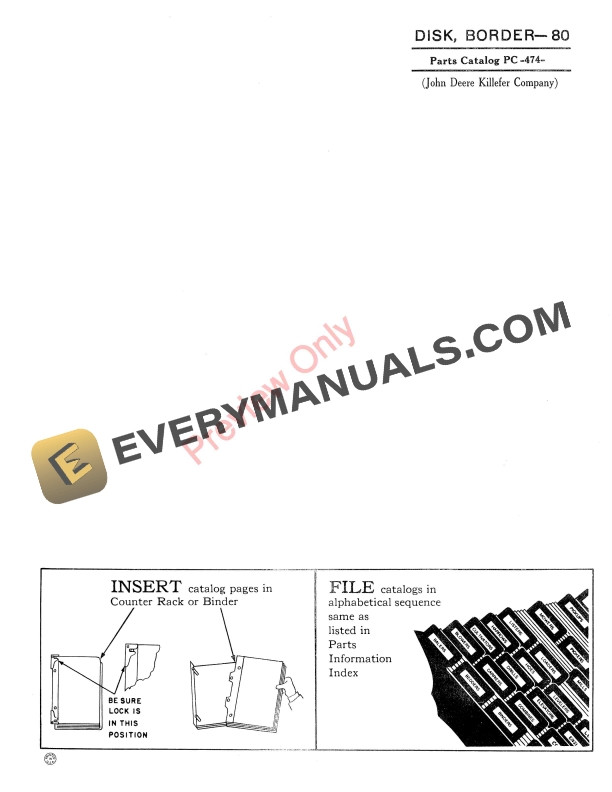 John Deere Border Disk - 80 Parts Catalog PC474 01DEC59