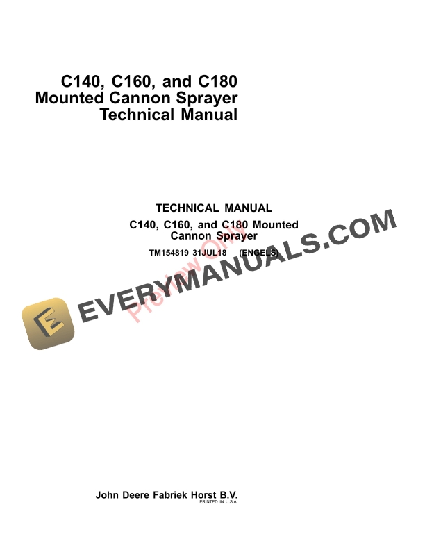 John Deere C140 C160 and C180 Mounted Cannon Sprayers Technical Manual TM154819 31JUL18 1
