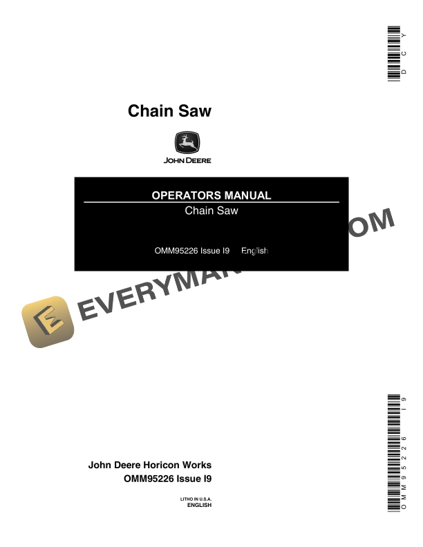 John Deere Chain Saw Operator Manual OMM95226
