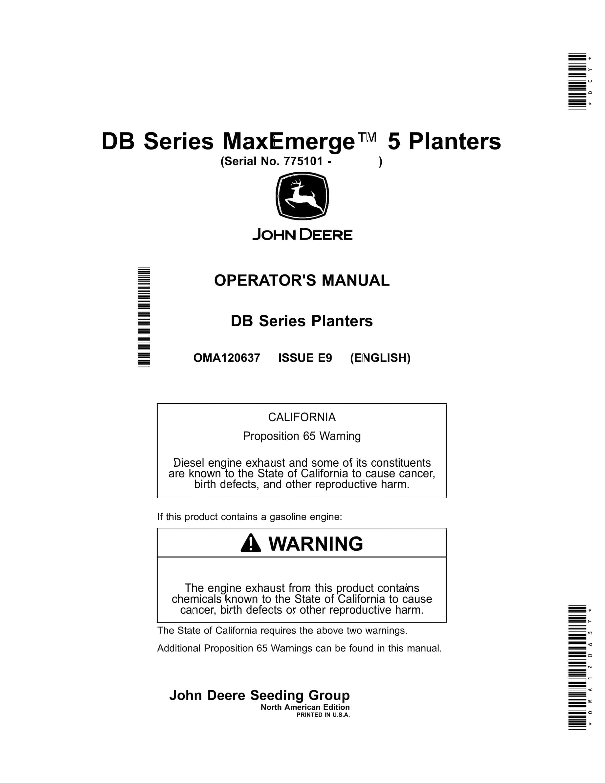 John Deere DB Series MaxEmerge 5 Planter Operator Manual OMA120637 1