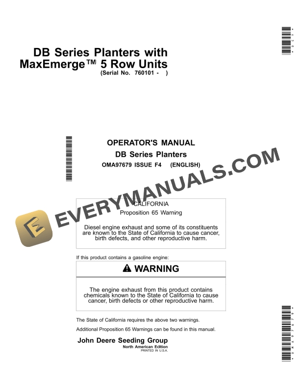 John Deere DB Series Planters with MaxEmerge 5 Row Units Operator Manual OMA97679 1