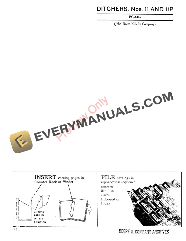 John Deere Ditchers - Nos. 11, 11P Parts Catalog PC434 01JUN54