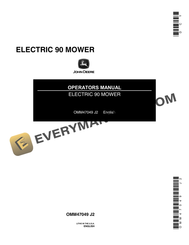 John Deere Electric 90 Mower Operator Manual OMM47049