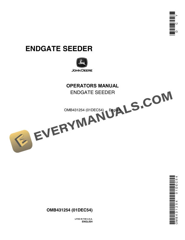 John Deere ENDGATE SEEDER Operator Manual OMB431254 1