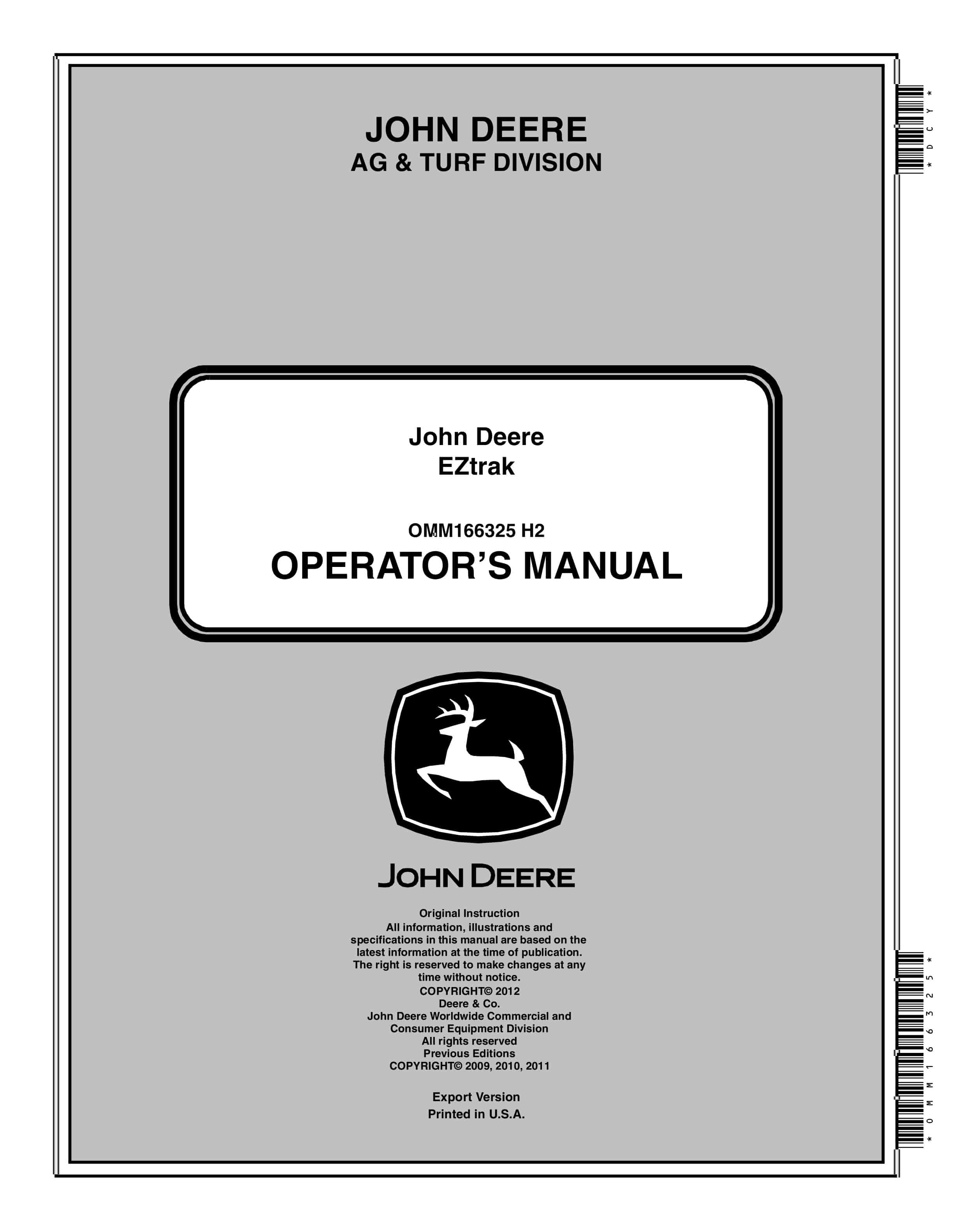 John Deere EZtrak Operator Manual OMM166325 1