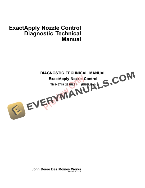 John Deere ExactApply Nozzle Control Diagnostic Technical Manual TM145719 28JUL21