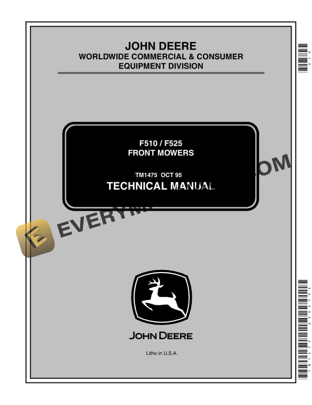John Deere F510 and 525 Front Mowers Technical Manual TM1475 23OCT95