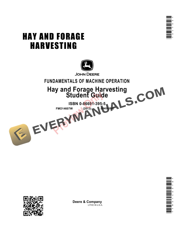 John Deere FOSFMO Hay and Forage Harvesting - Student Guide Fundamentals Of Machine Operation FMO14607W 09SEP13