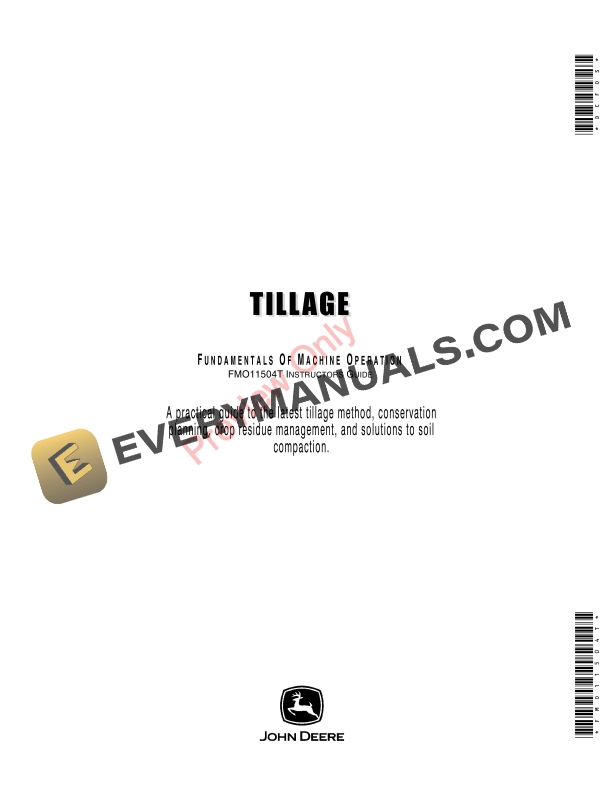 John Deere FOSFMO Tillage - Instructor Guide Fundamentals Of Machine Operation FMO11504T 10SEP07
