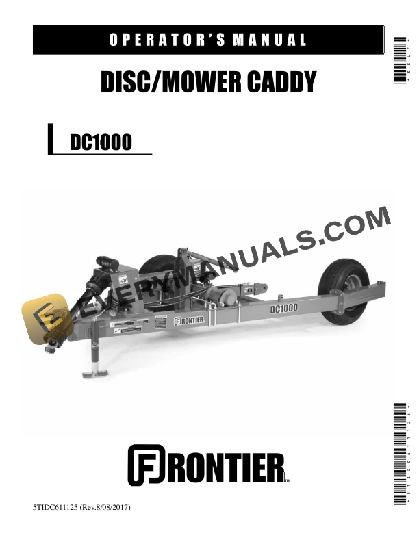 John Deere Frontier DC1000 DISC MOWER CADDY Operator Manual 5TIDC611125 1