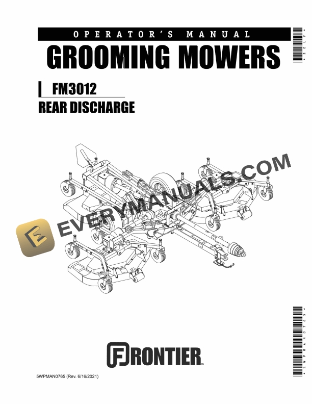 John Deere Frontier FM3012 REAR DISCHARGE GROOMING MOWERS Operator Manual 5WPMAN0765 1