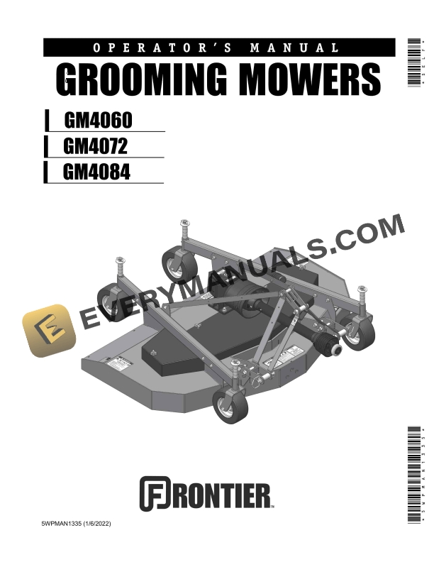 John Deere Frontier GM4060 GM4072 GM4084 GROOMING MOWERS Operator Manual 5WPMAN1335 1