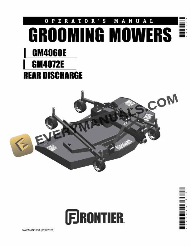 John Deere Frontier GM4060E GM4072E REAR DISCHARGE GROOMING MOWERS Operator Manual 5WPMAN1318 1