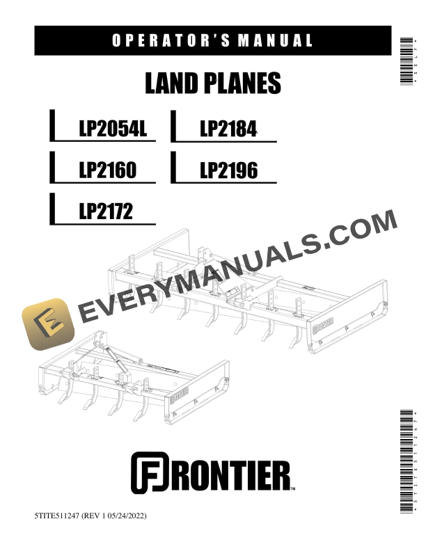 John Deere Frontier LP2054L LP2160 LP2184 LP2196 LP2172 LAND PLANES Operator Manual 5TITE511247 1
