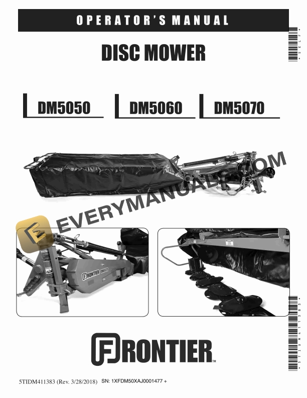 John Deere Frontier M5050 DM5060 DM5070 DISC MOWER Operator Manual 5TIDM411383 1