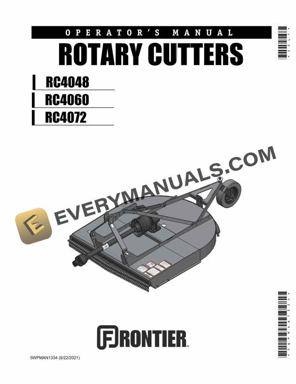John Deere Frontier RC4048 RC4060 RC4072 ROTARY CUTTERS Operator Manual 5WPMAN1334 1