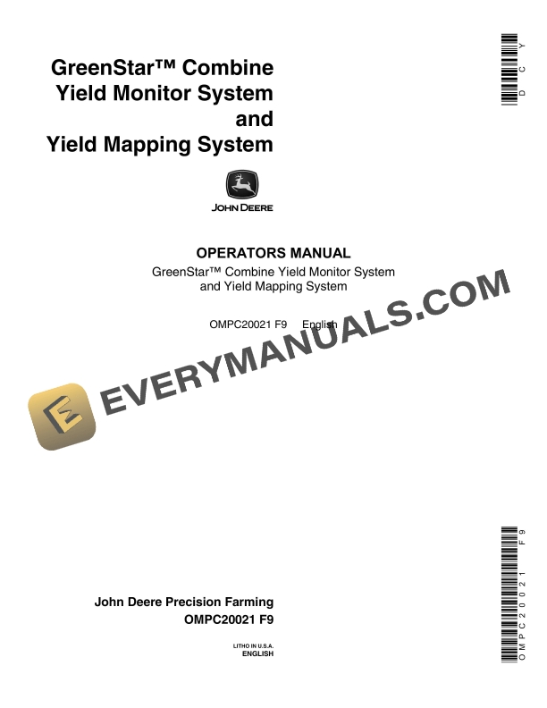 John Deere GreenStar Combine Yield Monitor System and Yield Mapping System Operator Manual OMPC20021 1