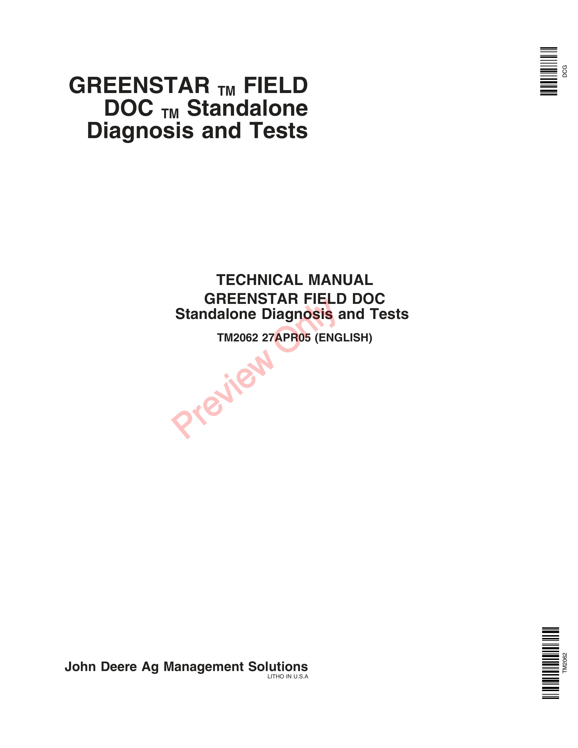 John Deere Greenstar Field Doc StandAlone Technical Manual TM2062 27APR05 1